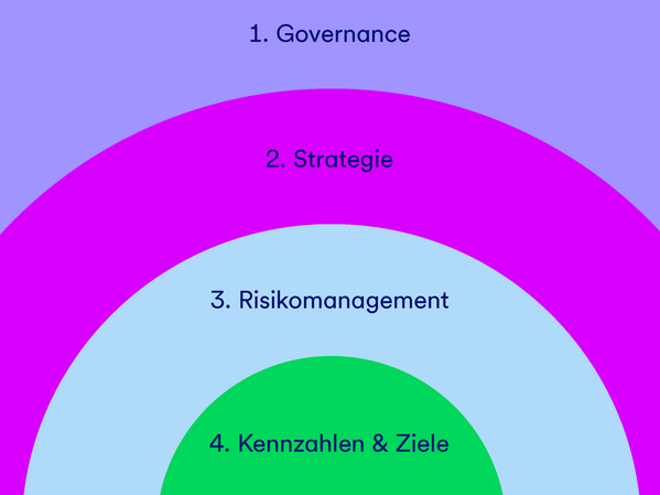 Eine Grafik, die die Umsetzung der Empfehlungen der TCFD zur Klimaberichterstattung darstellenl.